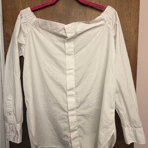 Ralph Lauren Off-Shoulder White Blouse